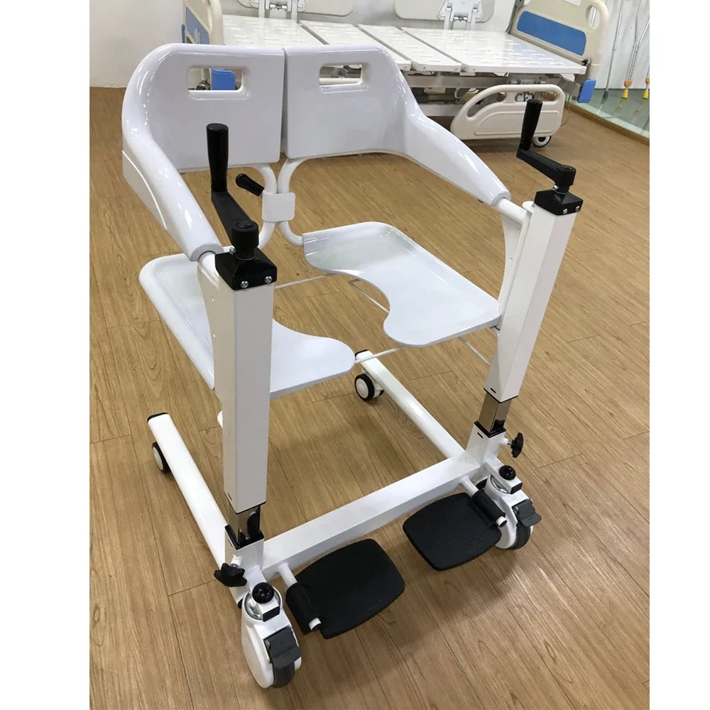 medical disabled Manual waterproof shower commode seat transfer wheelchair,ambulance trolley transport machine patient toilet