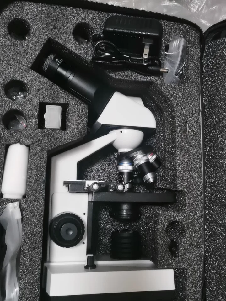 Microscópio de laboratório trinocular 1600X profissional de alta qualidade com câmera para bactérias e análise