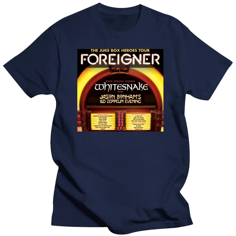 Foreigner Whitesnake Jukebox Heroes Tour 2018 Mens Black T-Shirt Size S to 3XL