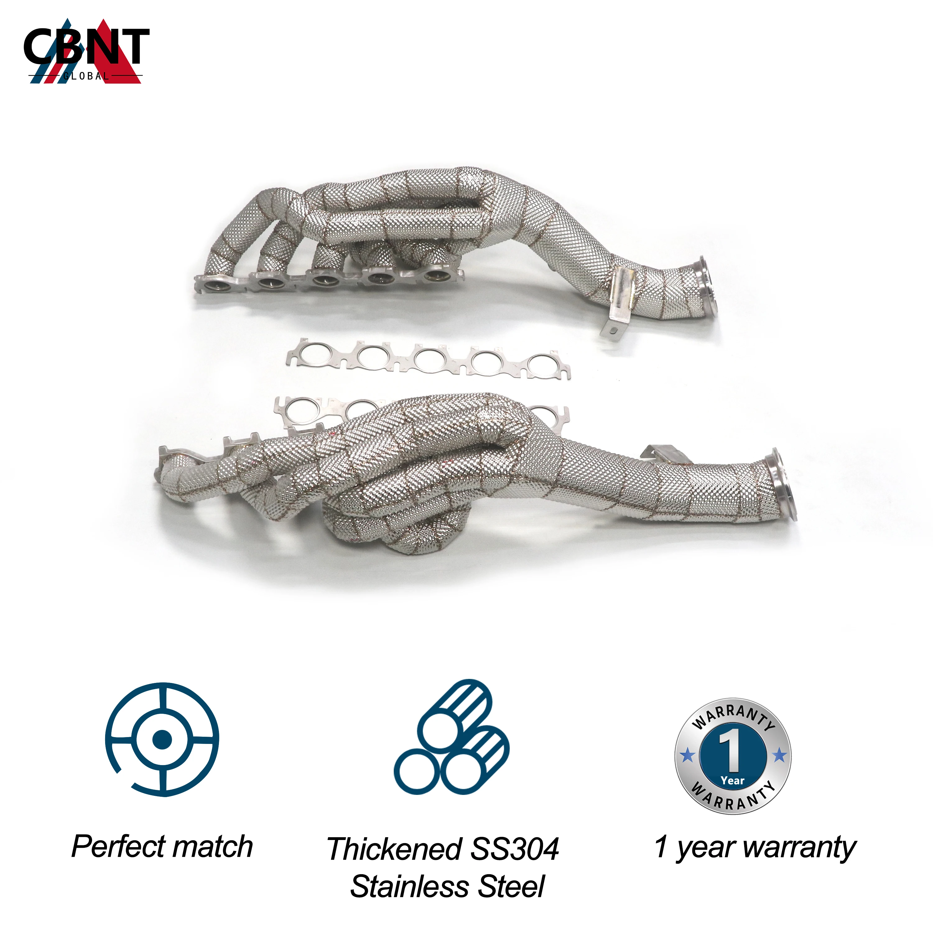 CBNT in Stock Manifolds Header for Lamborghini Huracan EVO/STO 5.2L V10 Racing Headers with Heat Shield SS304 Exhaust Pipes