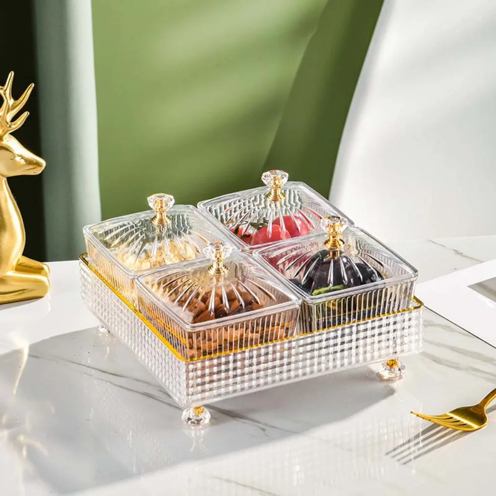 

4\6Pcs Acrylic Nordic Fruit Plate Light Luxury Elegant Divided Refreshment Tray Reusable Divided Cake Container Refreshment