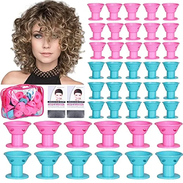 10Pcs Soft Rubber Silicone Heatless Hair Curler Twist Hair Rollers Clips No Heat Hair Curls DIY Hair Styling Tools for Girl