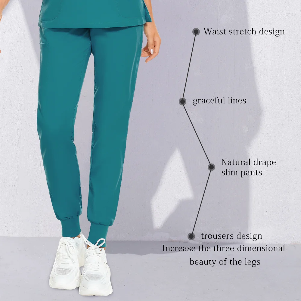 Combinaisons de gommage à la mode pour femmes, ensemble de joggeurs, hauts + pantalons, uniforme de soins infirmiers, col en v, vêtements de travail chirurgicaux de couleur unie