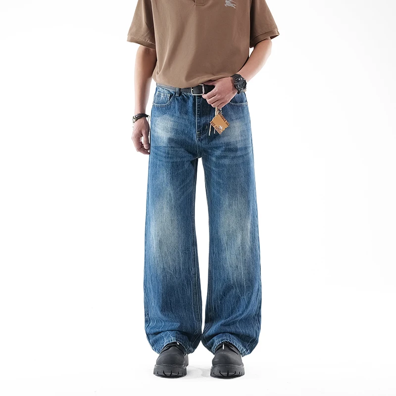 

Men's Wide Leg Jeans New Spring Summer Collection 5 Colors Trendy Loose Fit Retro Washed Denim Pants Casual Streetwear