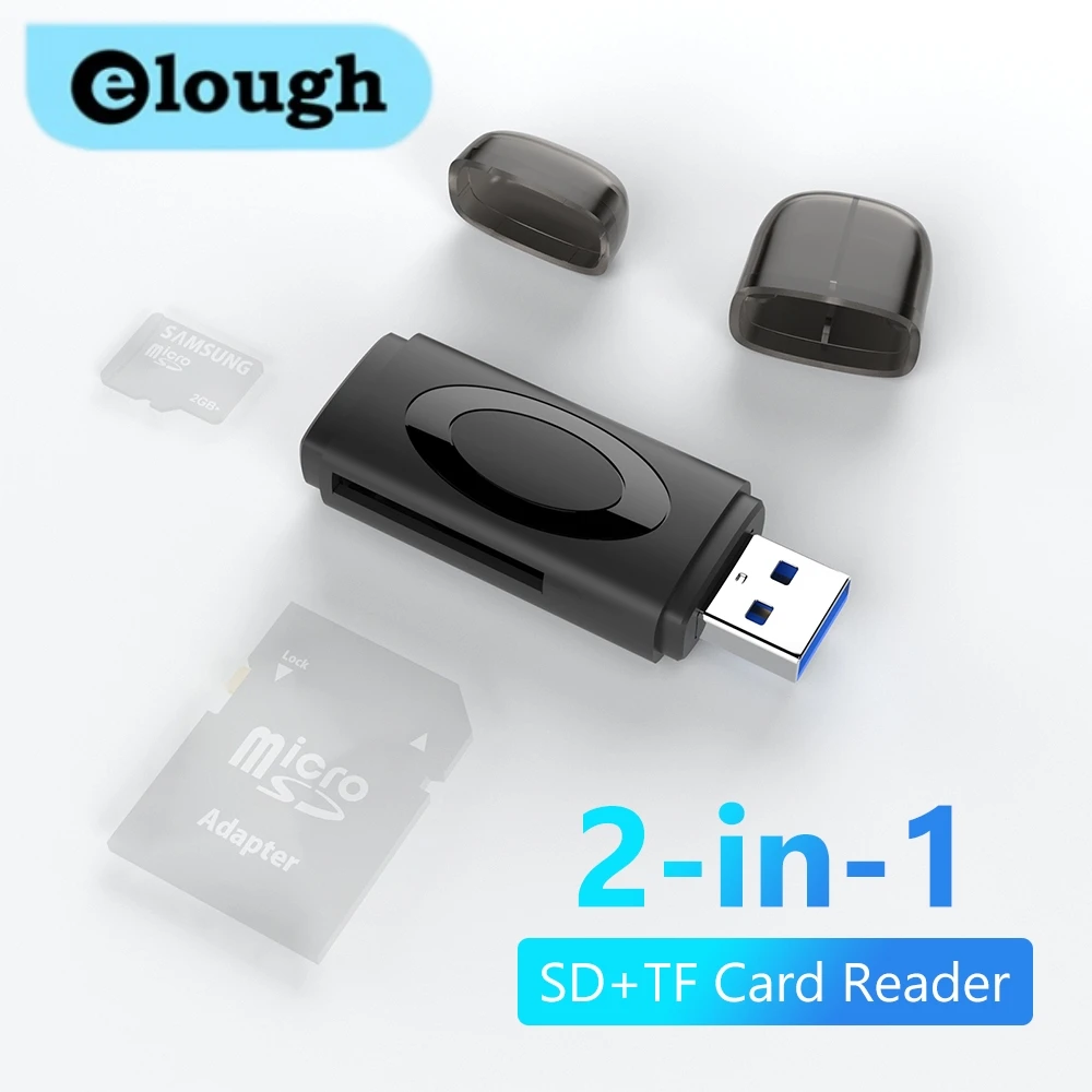 Elough USB 3.0 Card Reader SD/TF 2 IN 1Card Memory Reader High Speed Multi-card Writer Adapter Flash Drive Laptop Accessories