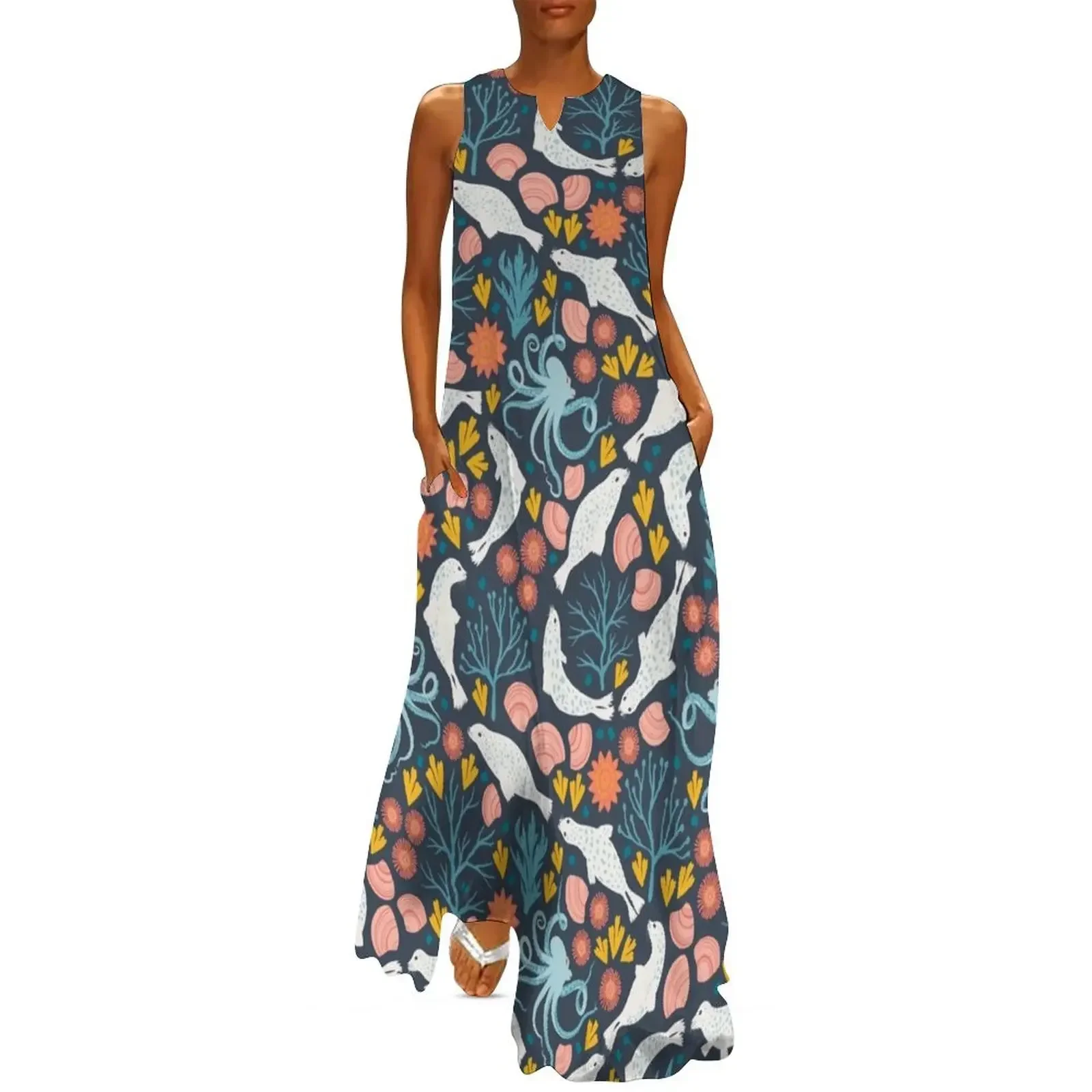 

Seals Playing Underwater Pattern Long Dress women's evening dresses 2025 dress dresses luxury evening dresses 2025 Dress