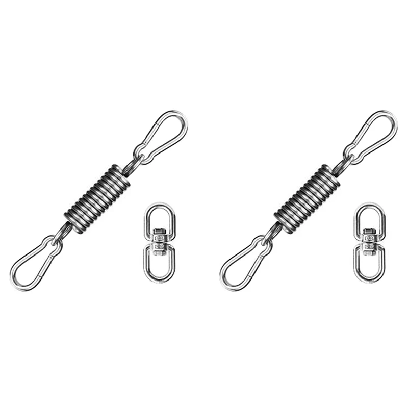 

ELOS-2X Stainless Steel Swivel Mount Chain With Carabiners And Spring, 1000Lbs Capacity For Heavy Bag, Gym Swing, Hammock