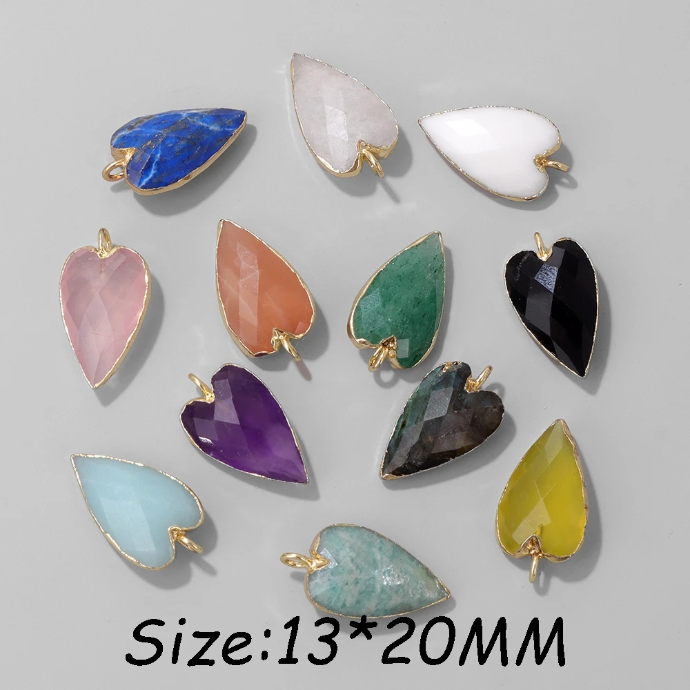 2Pcs Shiny Labradorite Heart Shape Pendants for DIY Jewellery