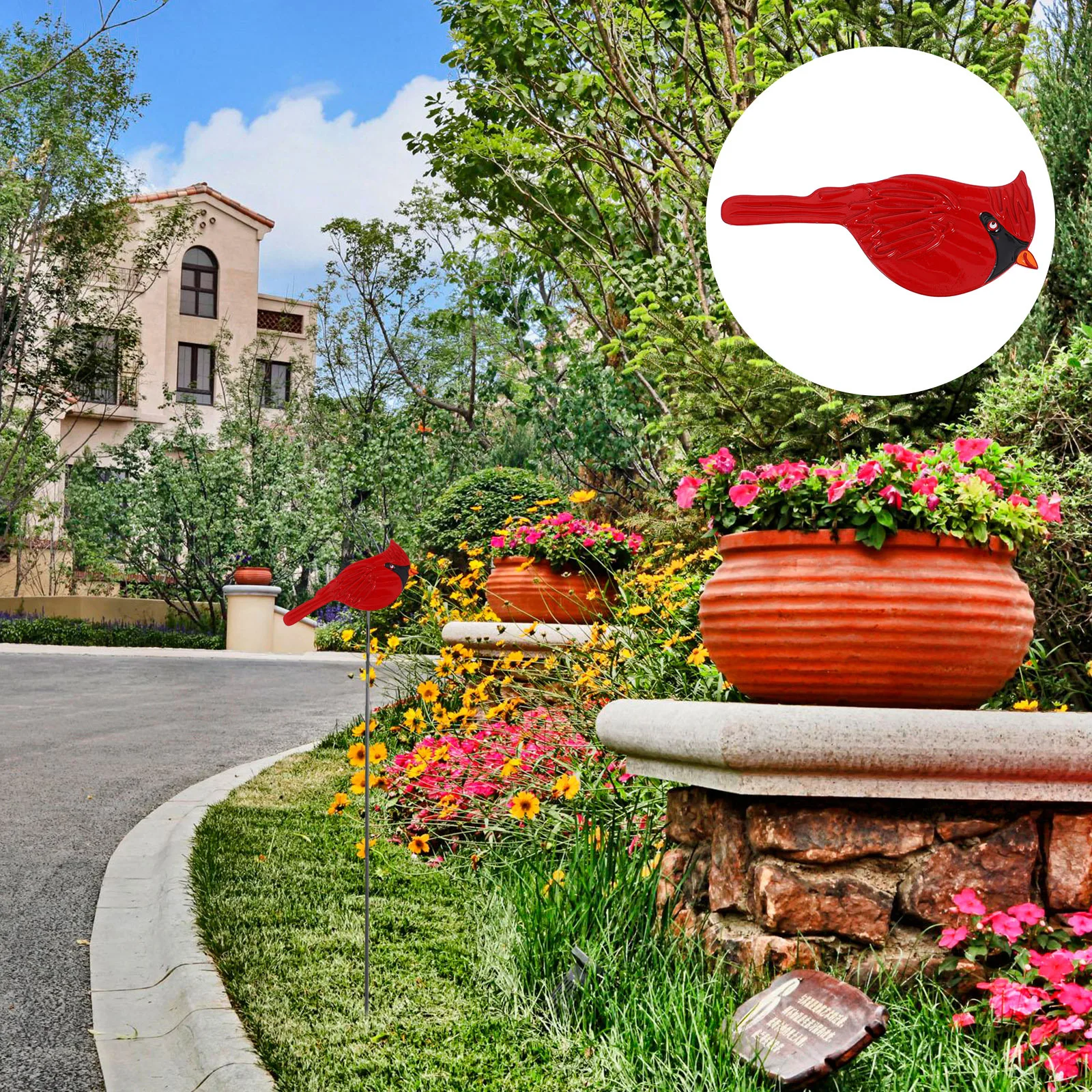 

1pc Metal Garden Decor Outdoor Yard Red Bird Spinner Statue Small Animal Ornament Decorative Art Sculpture