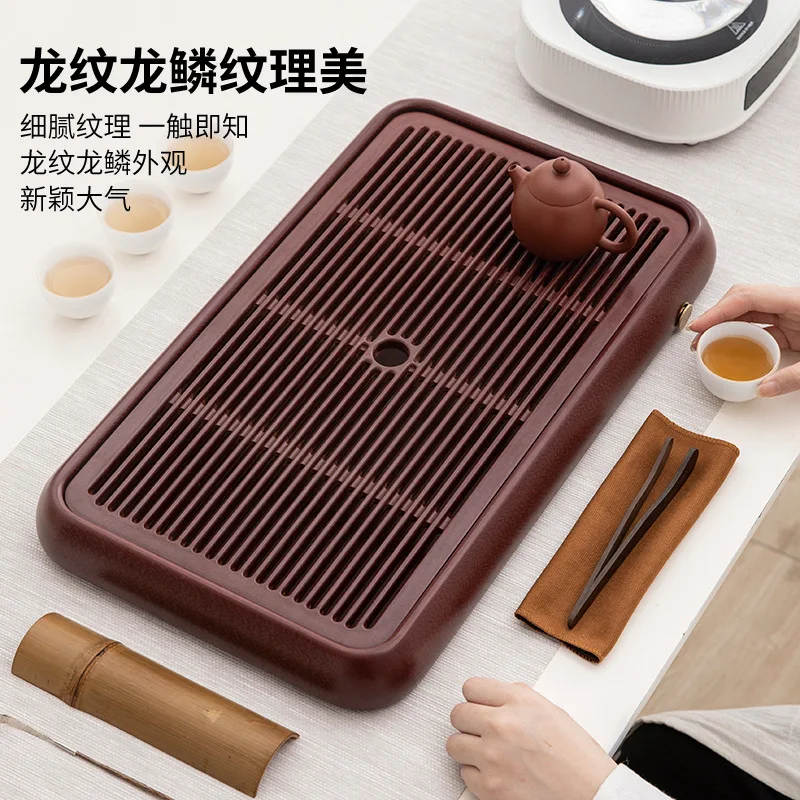 2025 new high-end bakelite tea tray household kung fu tea set dry brewing table water storage and drainage small tea table drain