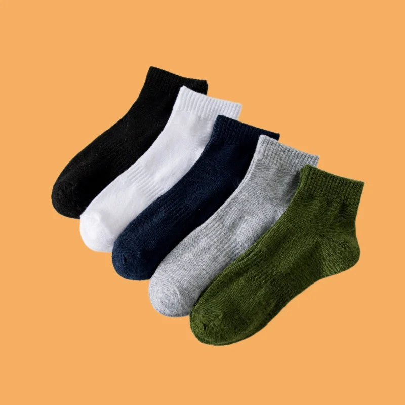 5/10 Pairs 2024 New Mid-tube Socks Sports Socks Cotton Four Seasons Low-tube Solid Color Casual Boat Socks Couple Socks