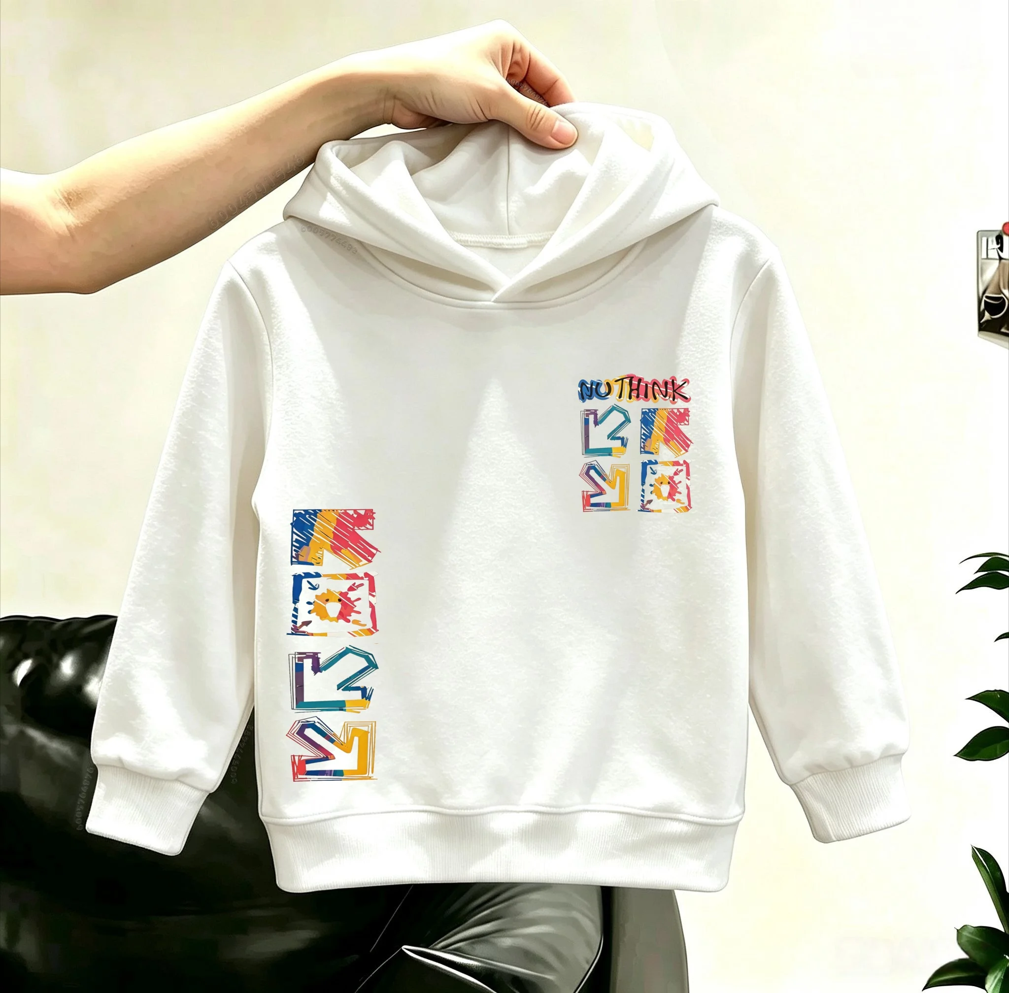 Y2K Children Trendy Street Arrow Letter Graphic Hoodie Boys Girls Fall Winter Loose Hooded Sweatshirt