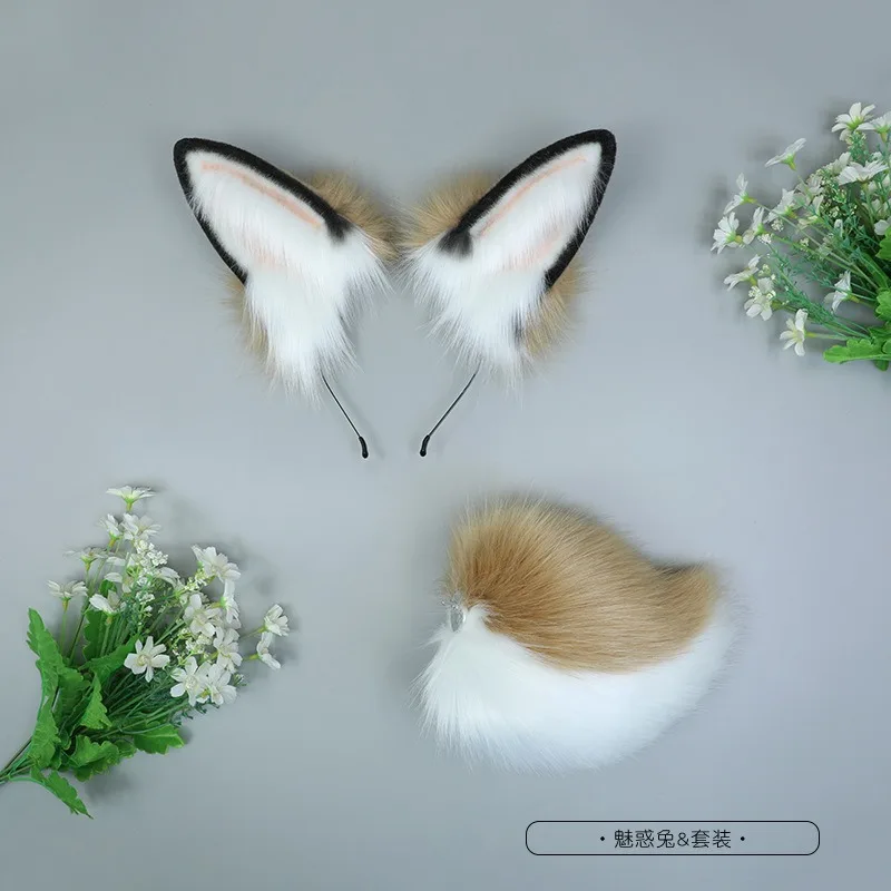 Nouvelles filles en peluche longue oreille de lapin bandes de cheveux chapeaux bandeau robe Accesorios femmes fille Cosplay Lolita Cosplay accessoires de cheveux