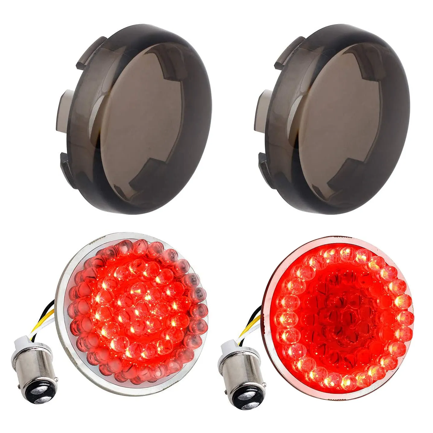 

4PCS Smoked Turn Signals 2 Inch Rear Brake Running Light Motorcycle 1157 Insert Kit for Softail Dyna