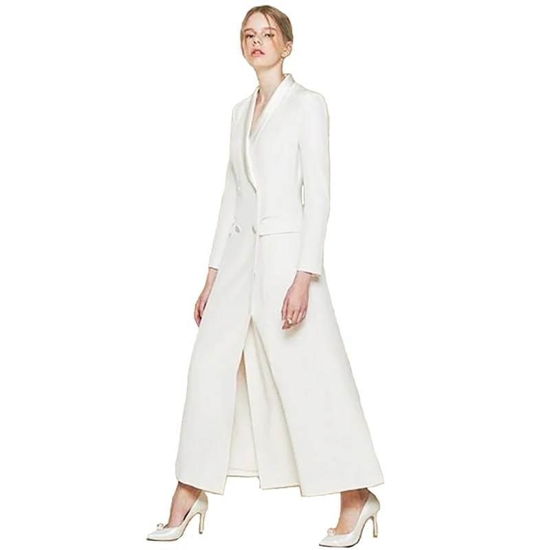 Long Jacket for Women Wedding Blazer Off White Double Braested Coat Formal Party Lady Wear Suits Customize