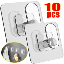 Self Adhesive Transparent Hooks Wall Mounted Traceless Glue Hang Rack Waterproof Bathroom Kitchen Towels Punch Free Storage Hook