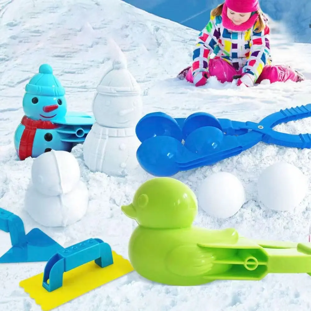 Snow Mold Snowball Maker Snow Toys Winter Snow Mold Tongs Dinosaur Duck Shape Cartoon Snow Sand Clip Mold Kid Snowball Fight