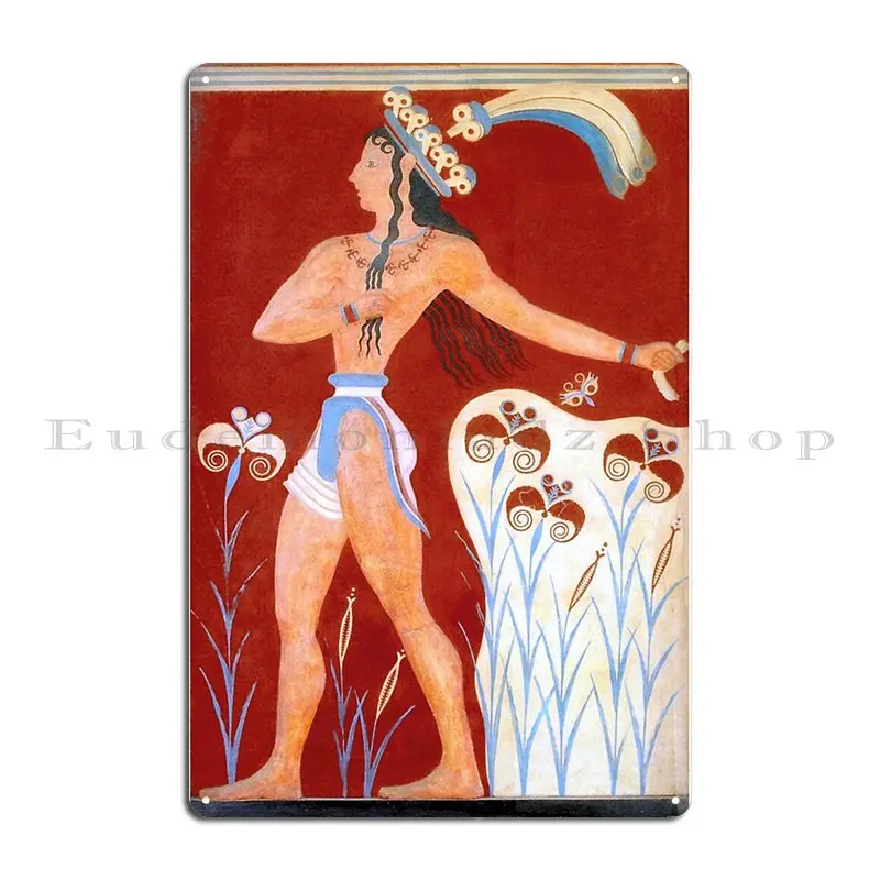 Minoan Prince Of Lilies King Fresco Metal Sign Poster Garage Bar Cave Printing Pub Club Tin Sign Poster