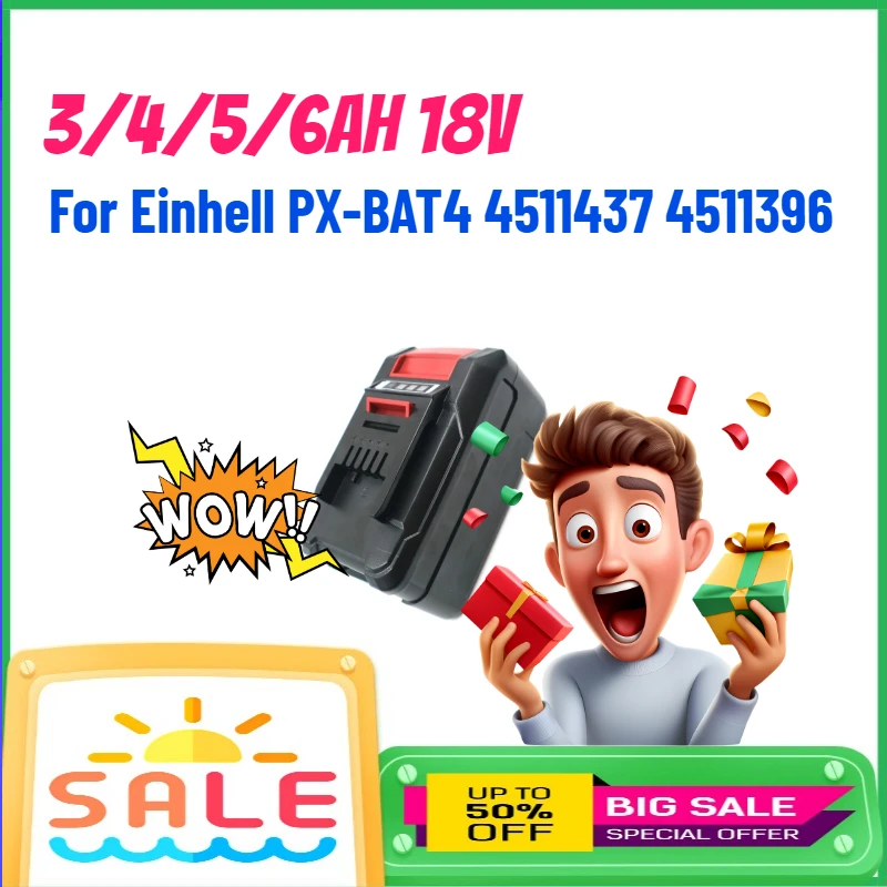 

Аккумулятор литий-ионный перезаряжаемый 18В 3/4/5/6Ач для электроинструментов Einhell PX-BAT4 4511437 4511396