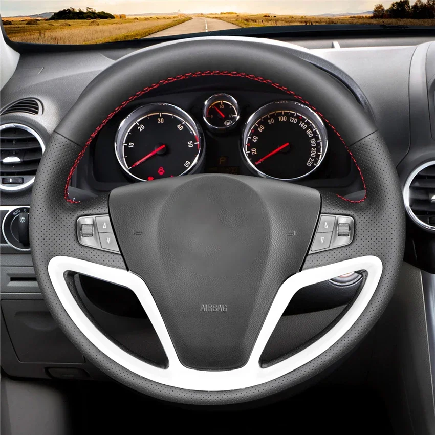 Black Faux Leather Car Steering Wheel Cover for Opel Antara 2006-2018 Saturn Vue 2008-2010 Chevrolet Captiva Sport 2012-2015