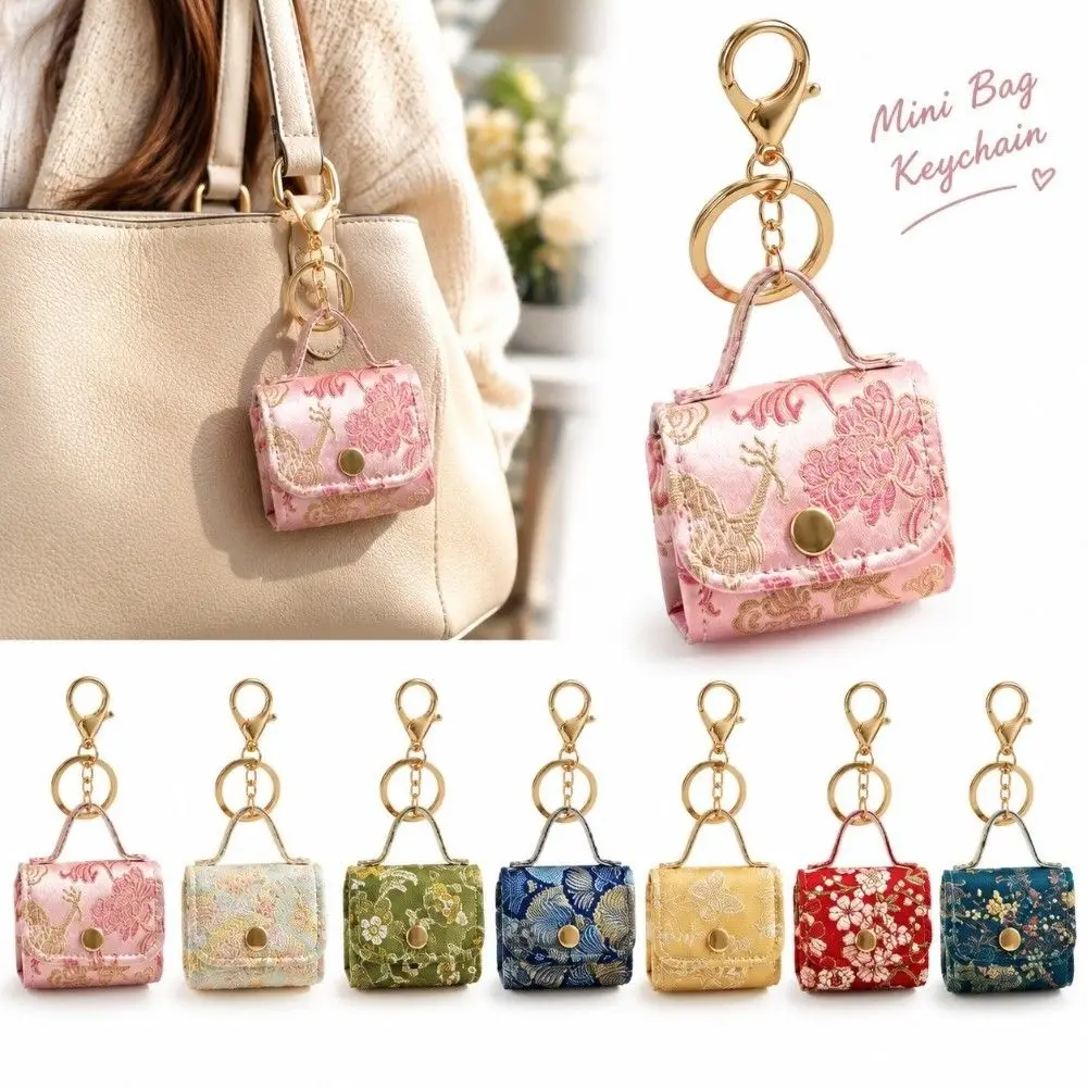 Jacquard Weave Jacquard Earbud Case Charm Traditional Pattern Compact Size Keychain Charm Multiple Colors Lightweight