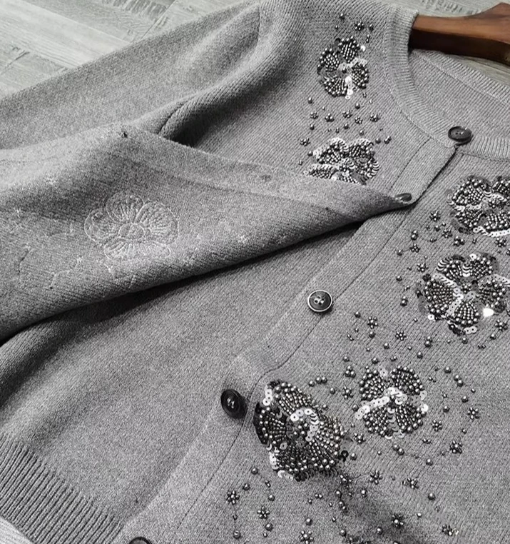 بوهو لاعبا اليدوية حبة الترتر المطرزة سترة معاطف للنساء سترة الخريف الربيع محبوك البلوزات سترة أبلى #5