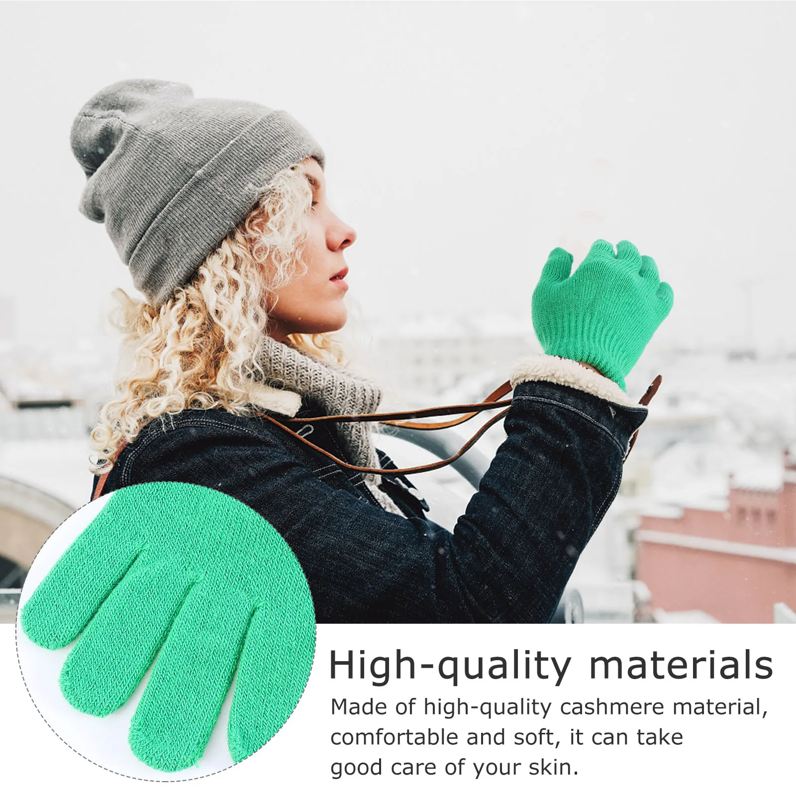 

6pcs Solid Color Knitted Gloves Winter Warm Full Finger For Men Women Cycling Riding Driving Outdoor Sports Thermal Soft