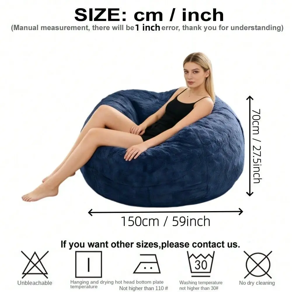 Piece Fluffy Soft Fur Bean Bag Cover Without Filler Big Comfy Grand Pouf Salon Sofa Bed Cover