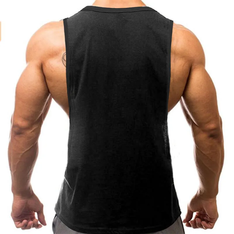 Summer Mesh Gym Tank Top Men Loose Quick Dry Breathable Sleeveless T shirt Fitness Bodybuilding Clothing O-Neck Sports Singlets