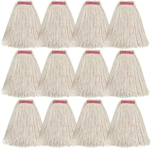 

Matthew 24oz 12-Pack Cotton Mop Heads, Heavy Duty Loop-End Refills for Home & Commercial Use - White