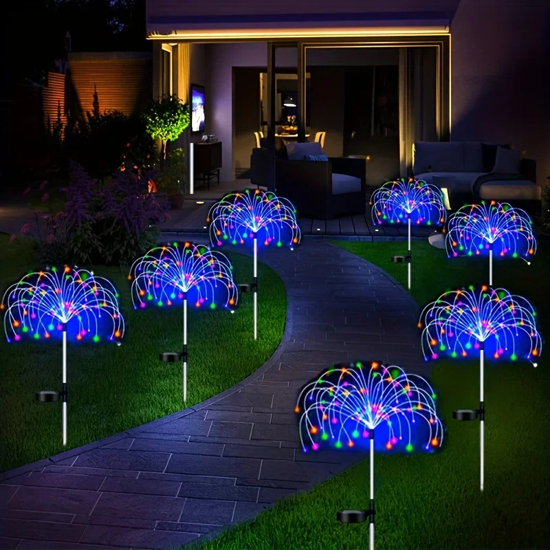 Solar-Powered 60/120/180 LED Firework Light: 8 Modes Color-Changing, Waterproof Garden & Lawn Festive Decoration, Auto On/Off