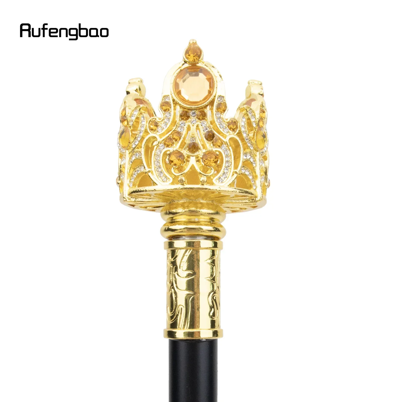 Bastone da passeggio con diamante artificiale con corona dorata Bastone da passeggio decorativo alla moda Bastone da palcoscenico per performance gentiluomo 90 cm