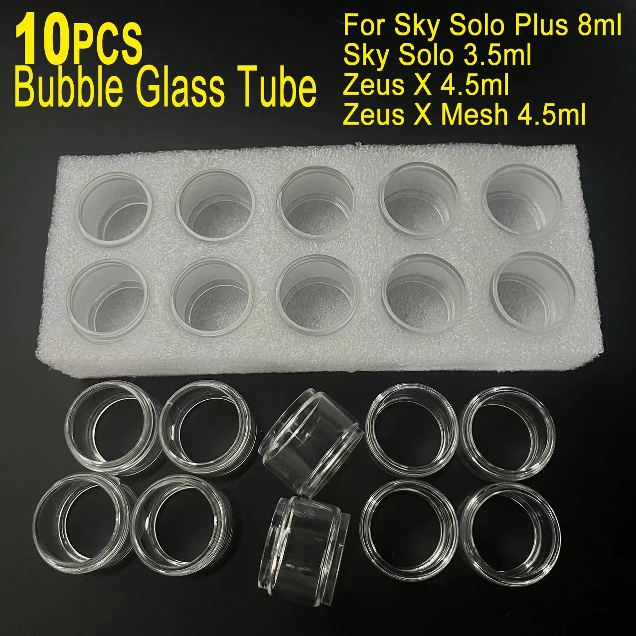 10PCS Replacement Bubble Fat Glass Tube Tank For Sky Solo Plus LUXE II 2 LUXE Skrr-S Mini GEN S Zeus X Mesh Crystal Mini Glass