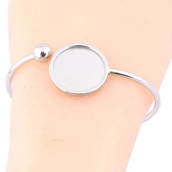 2pcs נירוסטה bendable cabochon banguel מסגרת בסיס מגשים צמידים השרוול ללא ברזל עבור ערכת תכשיטים