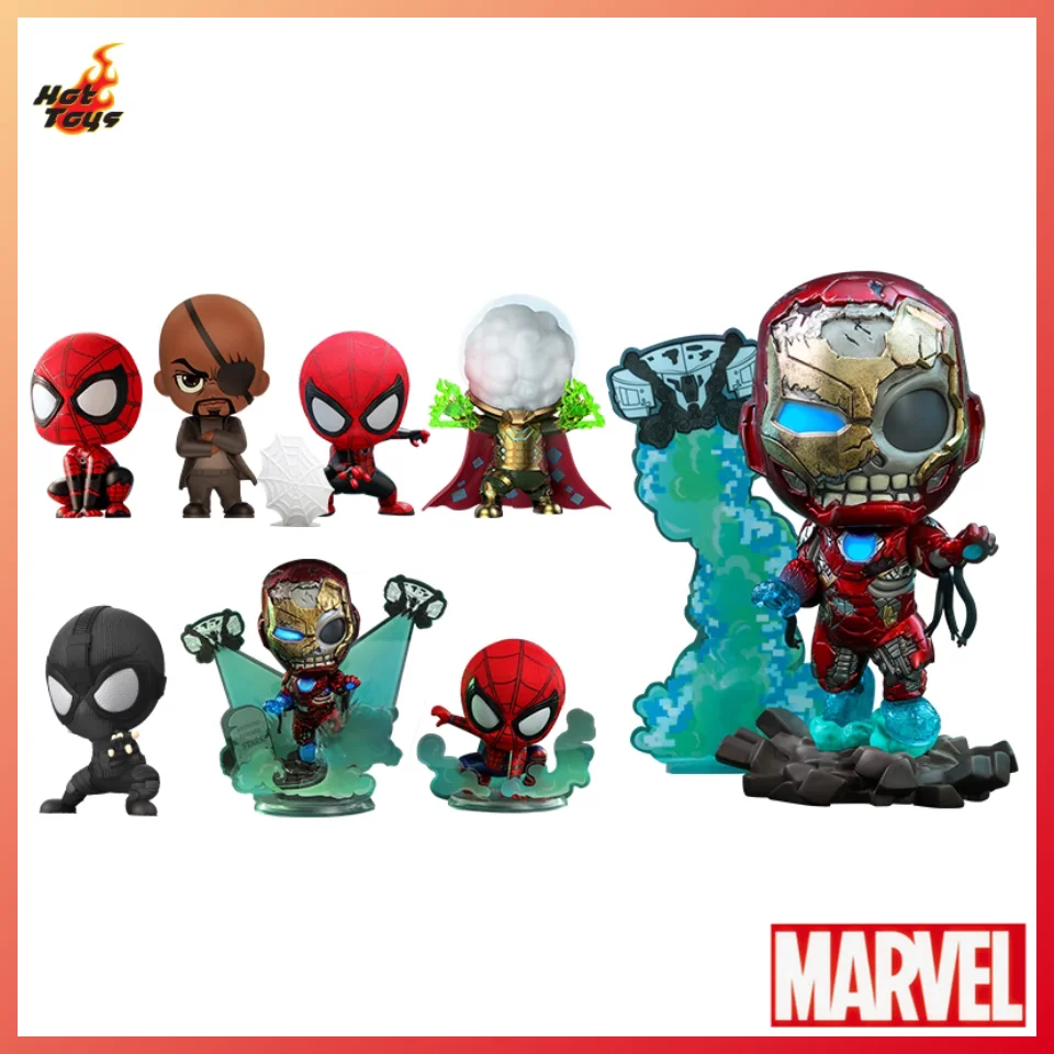 8-10cm HT Hot Toys COSBABY Collectible Spider-Man Far From Home Nick Fury Iron Man Full Set Action Figure Model toy gift Stitch