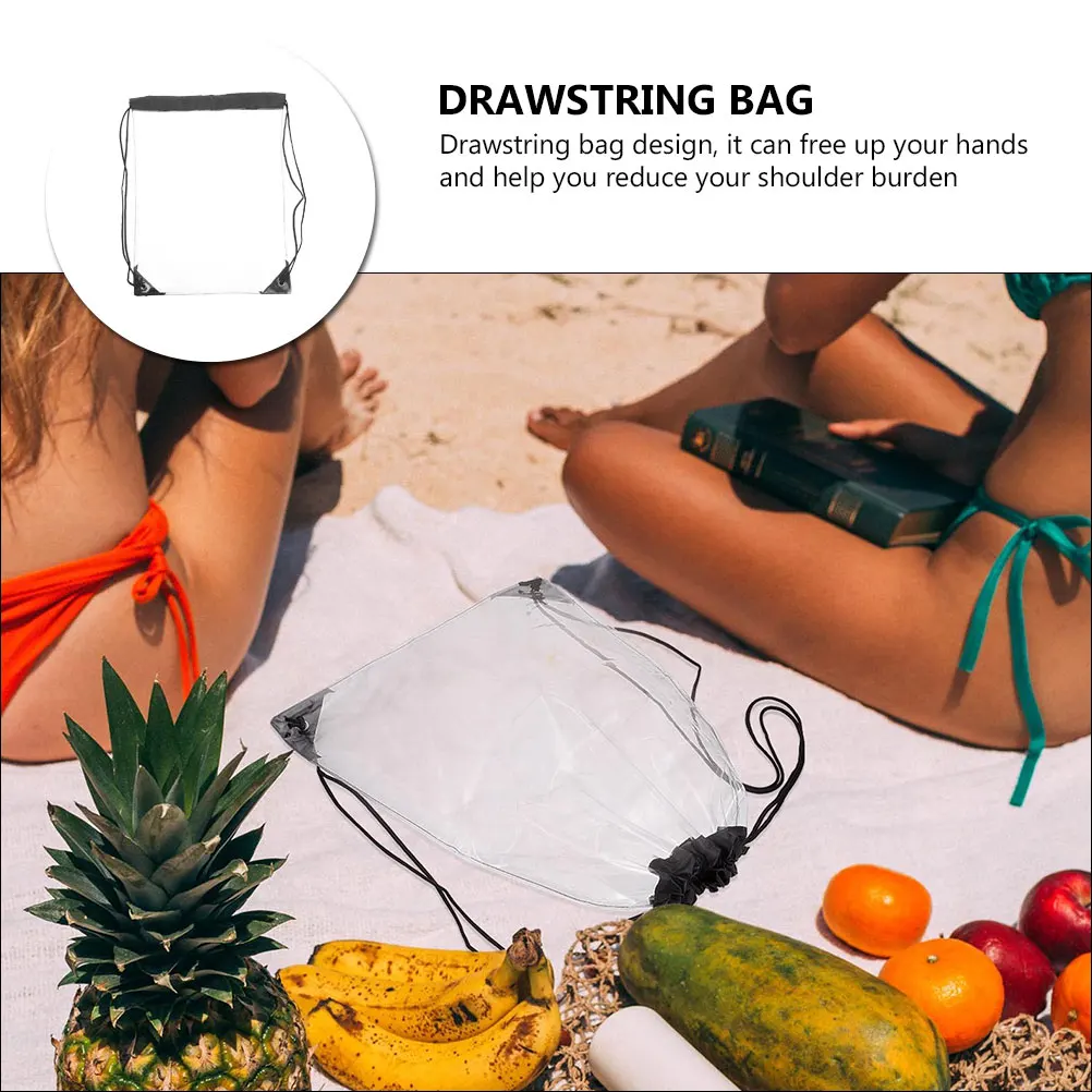 

Transparent PVC Laundry Bag Multi functional Storage Waterproof Drawstring Bath Personal Care Travel Cosmetics Beach Hiking