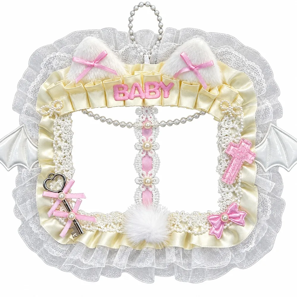 Gift Double Slot Photocard Holder Ribbon Bow Lace Photocard Case Cute Lolita Style Photo Card Display Holder Craft Accessory
