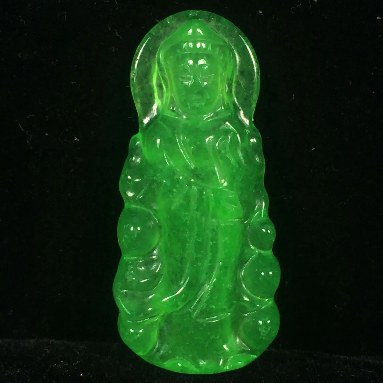 

Chinese old Rare jade jadeite hand-carved pendant necklace statue GuanYin