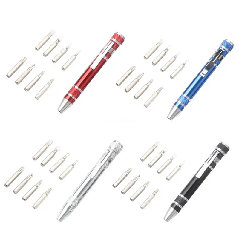 8 in 1 Magnetic Pocket Screwdriver Practical Pen Shape Screwdriver Mini Gadget Repair Tool for Home Improvement Projects