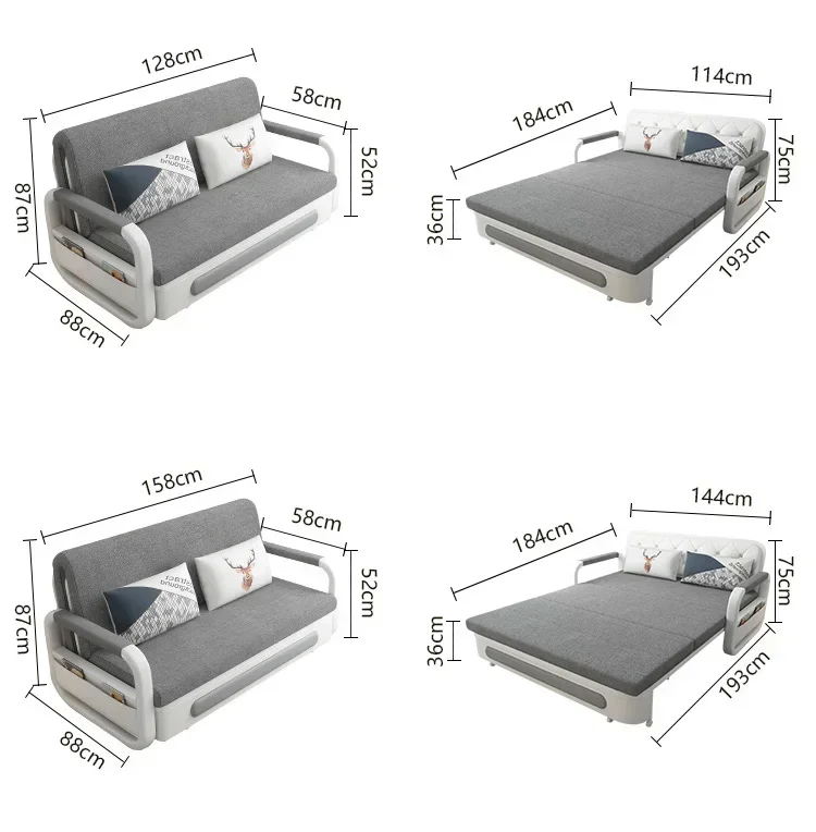 Muebles de apartamento con marco de Metal, sofá cama plegable, almacenamiento, Moderno