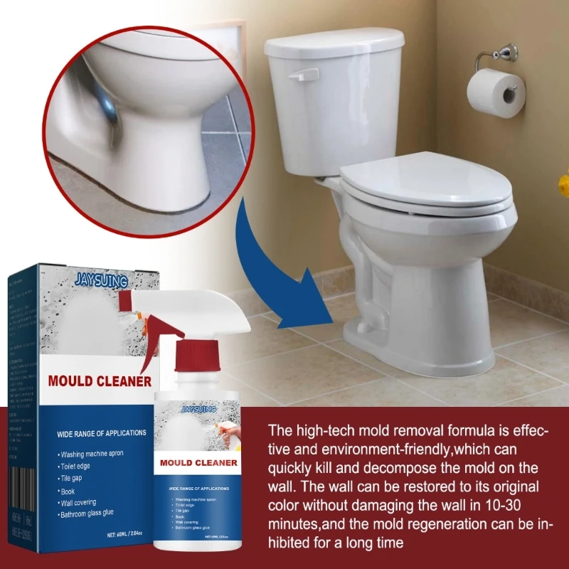Jaysuing Household Mold Remover Spray Mildew Cleaning Agent Furniture Tile Removal Floor Wall Mold Cleaner 60ml