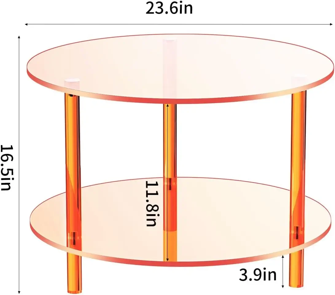 Acrylic Coffee Table, Small Round Modern Coffee Table for Living Room,23.6