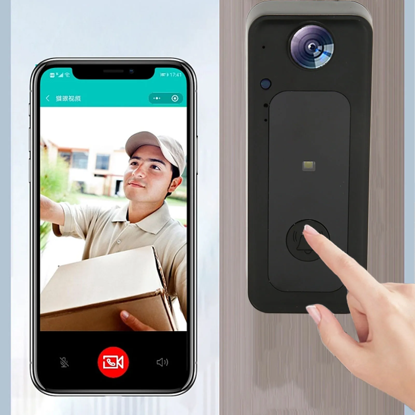 لاسلكي واي فاي فيديو الجرس للمنزل ، اتجاهين صوت الاتصال الداخلي ، الذكية فيديو الجرس ، App التحكم ، ليلة