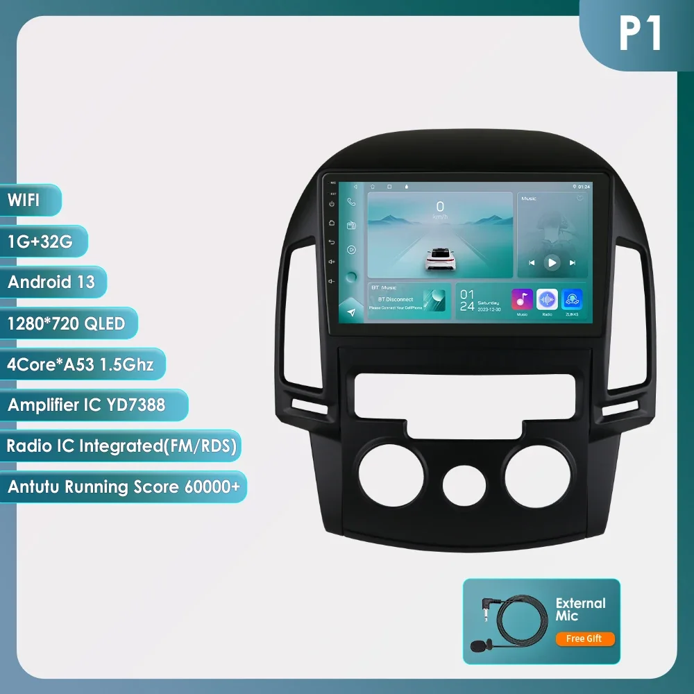 2din Android 13 Auto Radio Voor Hyundai I30 Op Mt 2006-2011 Auto Multimedia Speler Auto Carplay Autoradio Navigatore Gps Dsp 8581a - afbeelding 1
