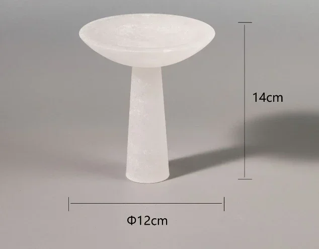 

Modern minimalist natural marble high footed fruit plate jewelry key storage plate creative decoration tabletop