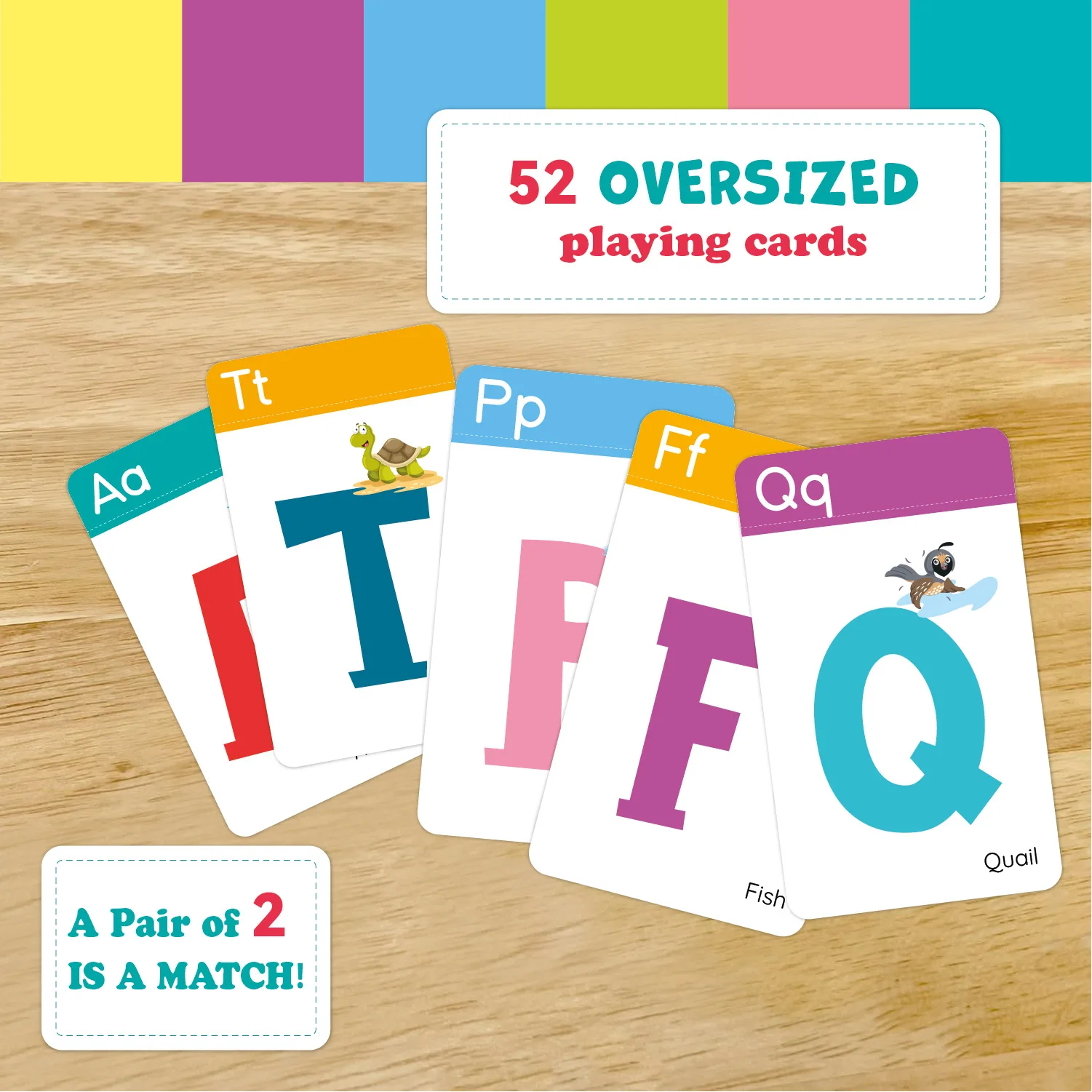 Bview Art 52 Sheets Alphabet Go Fish Card Game - ABC Letter Matching Flash Cards for Kids, Preschool Learning Educational Toy