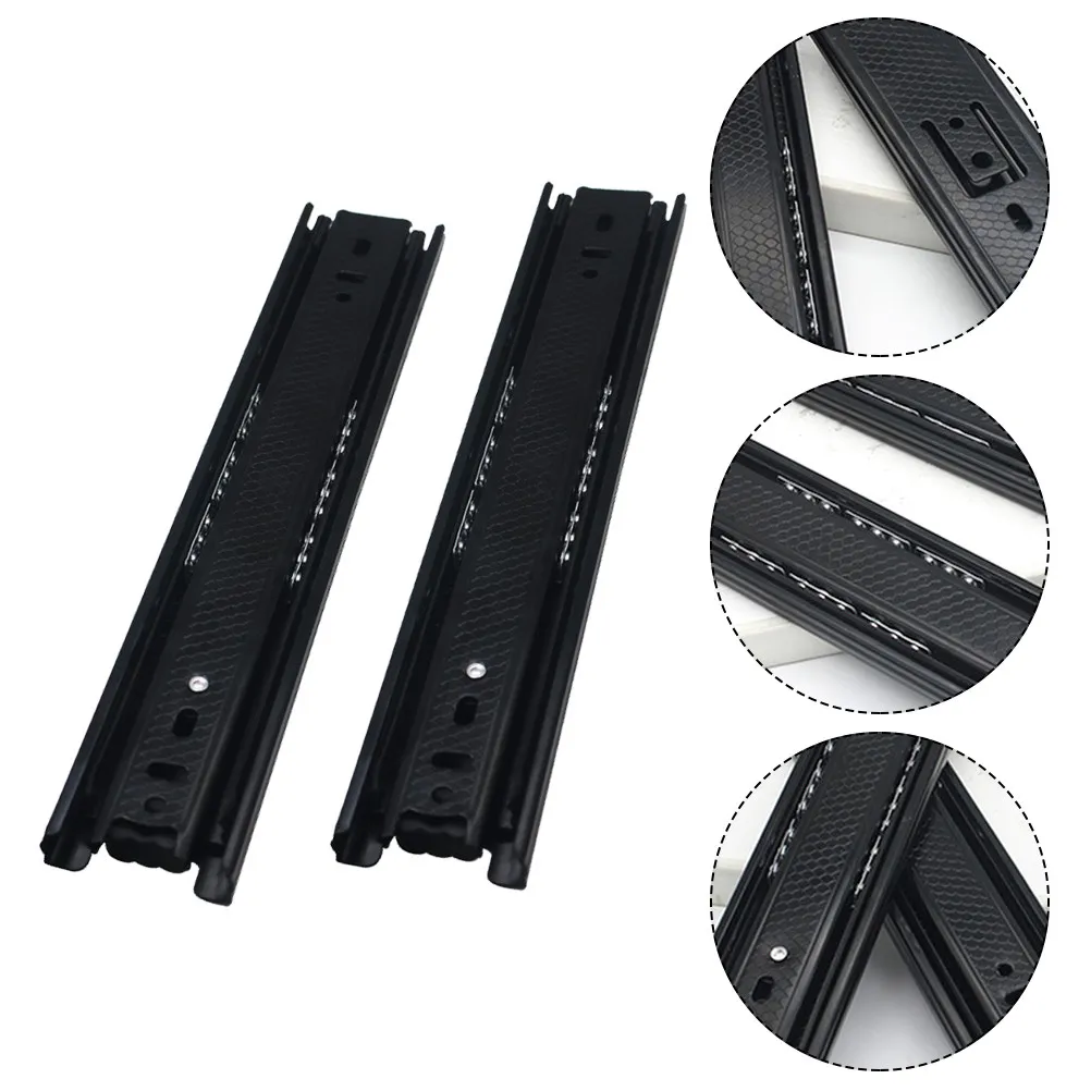 Cabinet Drawer Slides 2 Piece Three Section Quiet Durable Furniture Rails Dresser Runners