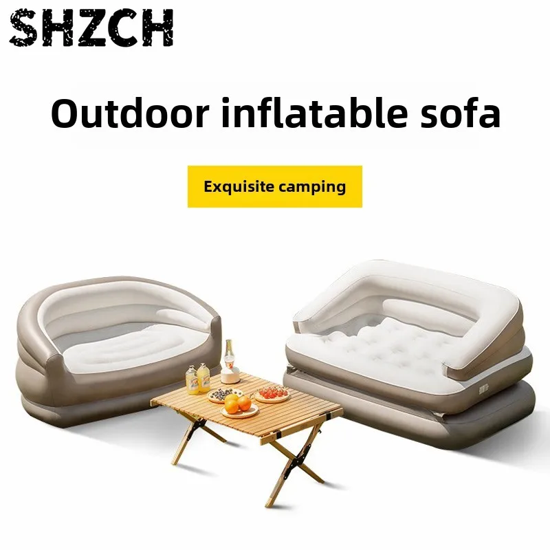 게으른 사람 에어 소파 Camping Inflatable Sofa Outdoor Portable Air Bed Lunch Break Lazy Can Sleep Reclining Inflatable Air Recliner