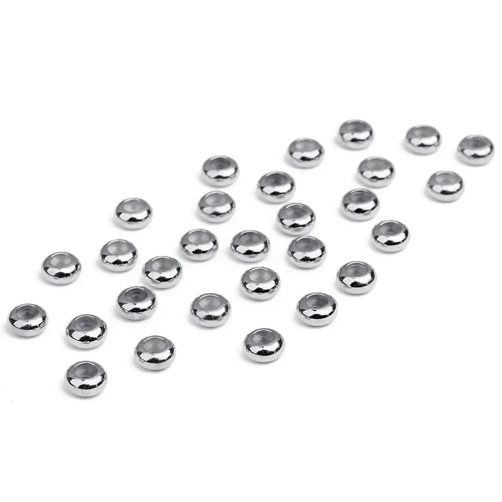20Pcs Positioning Beads Silicone Copper DIY Flat Stopper Spacer Beads Adjustable Chain Length Jewelry Making Tools 6Mm Diameter