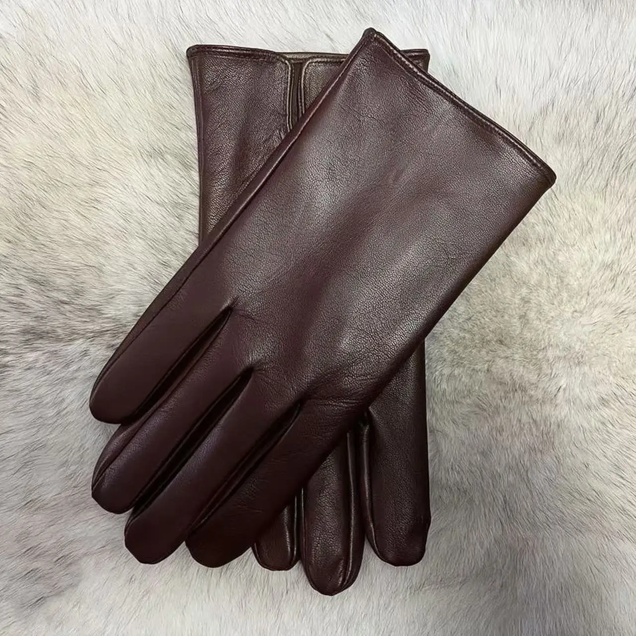 

Goatskin gloves men's thin single leather driving autumn and winter plush warm cycling motorcycle touch screen leather gloves me